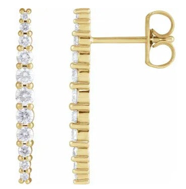 14k Yellow Gold Stunning Drop Style Natural Diamond Stud Earrings