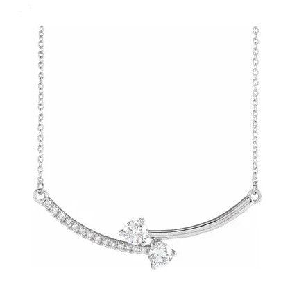 14k White Gold Fancy Cross Over Lab Grown Diamond Necklace 45cm