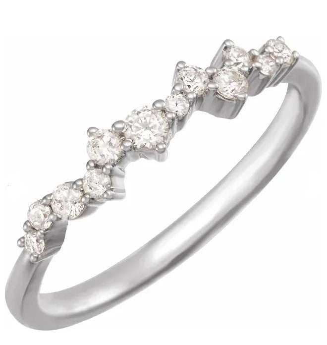 14k White Gold 1/4CT Scattered Lab Grown Diamond Ring