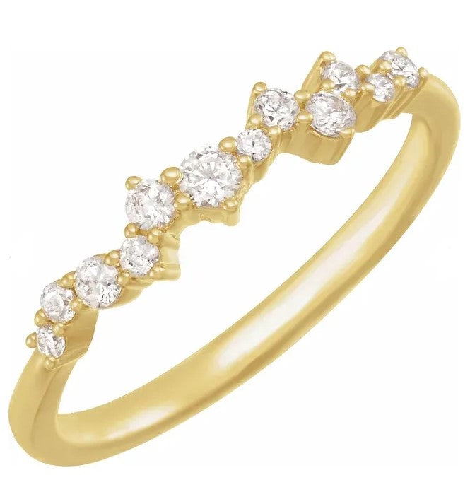 14k Yellow Gold 1/4CT Scattered Lab Grown Diamond Ring