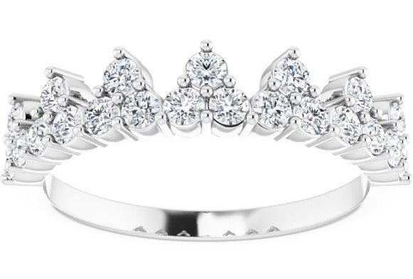 14k White Gold Crown Style Lab Grown Diamond Dress Ring 0.60ct