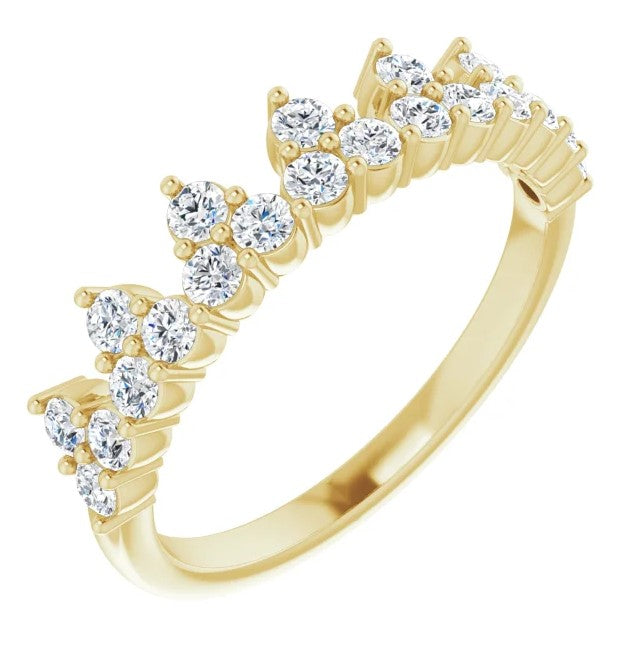 14k Yellow Gold Crown Style Lab Grown Diamond Dress Ring 0.60ct