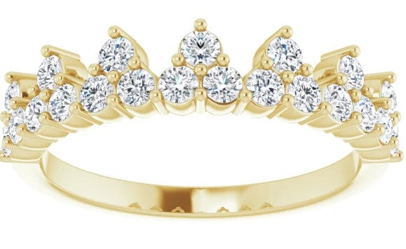 14k Yellow Gold Crown Style Lab Grown Diamond Dress Ring 0.60ct
