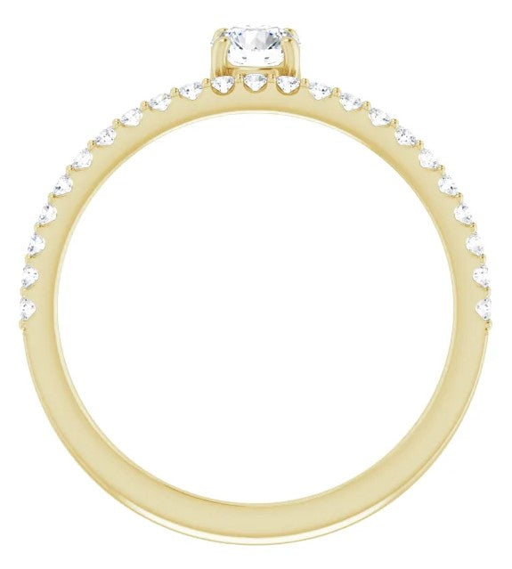 14k Yellow Gold 1/2CT Natural Diamond Offset Solitaire with Accent Diamonds