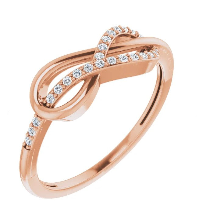 14k Rose Gold Natural Diamond Infinity Ring