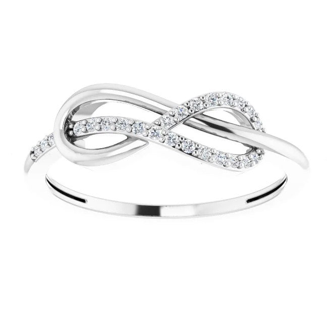 14k White Gold Natural Diamond Infinity Ring