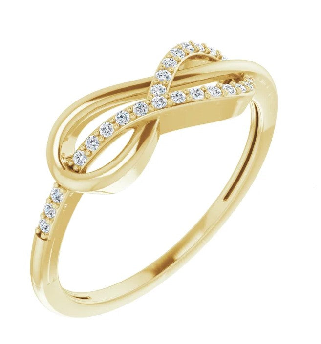 14k Yellow Gold Natural Diamond Infinity Ring