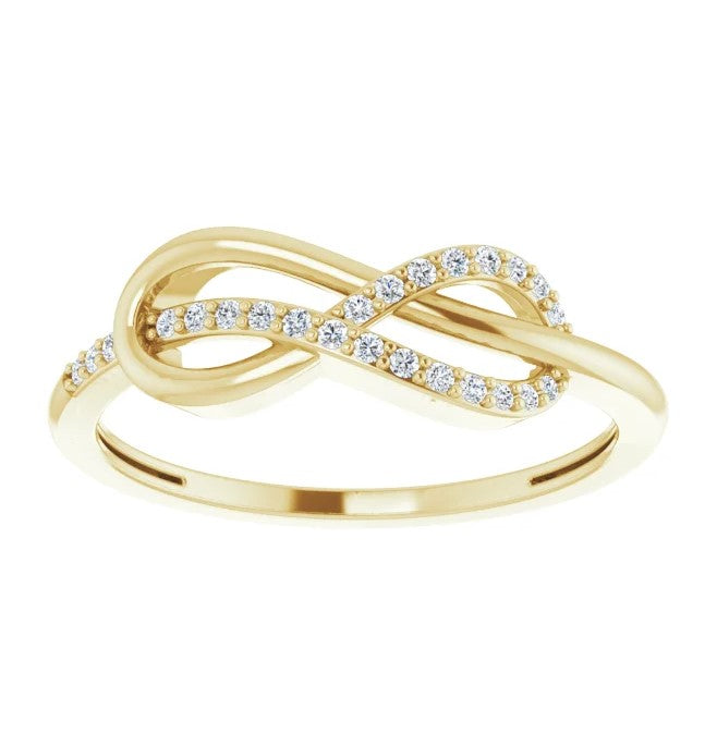 14k Yellow Gold Natural Diamond Infinity Ring