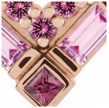 14k Rose Gold Natural Pink Multi-Gemstone Stud Earrings