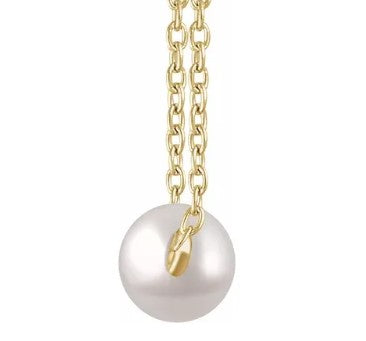 14k Yellow Gold 40-45cm White Cultured Freshwater Pearl Necklace