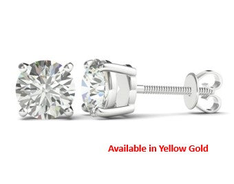 Premium 18k White Gold 4 Claw Classic Natural Diamond Screw Back Stud Earrings. From $820