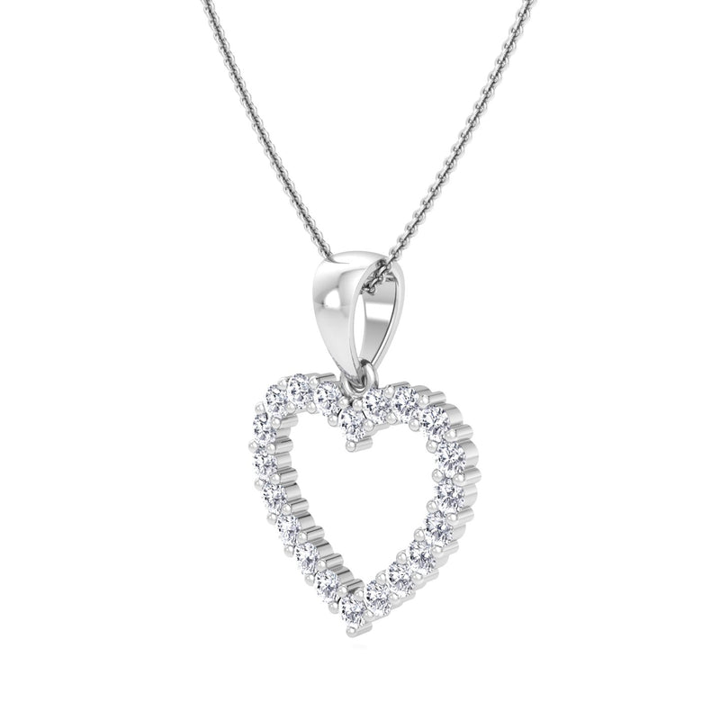 White Gold Heart Drop Pendant with Diamond