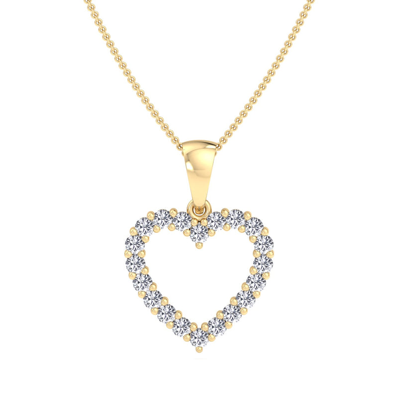 Yellow Gold Heart Drop Pendant with Diamond