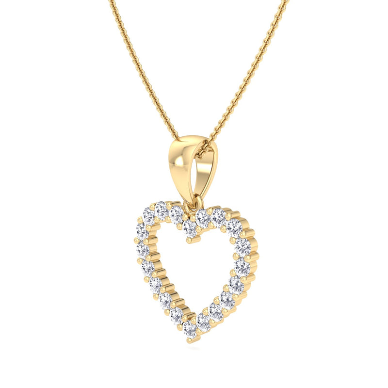 Yellow Gold Heart Drop Pendant with Diamond