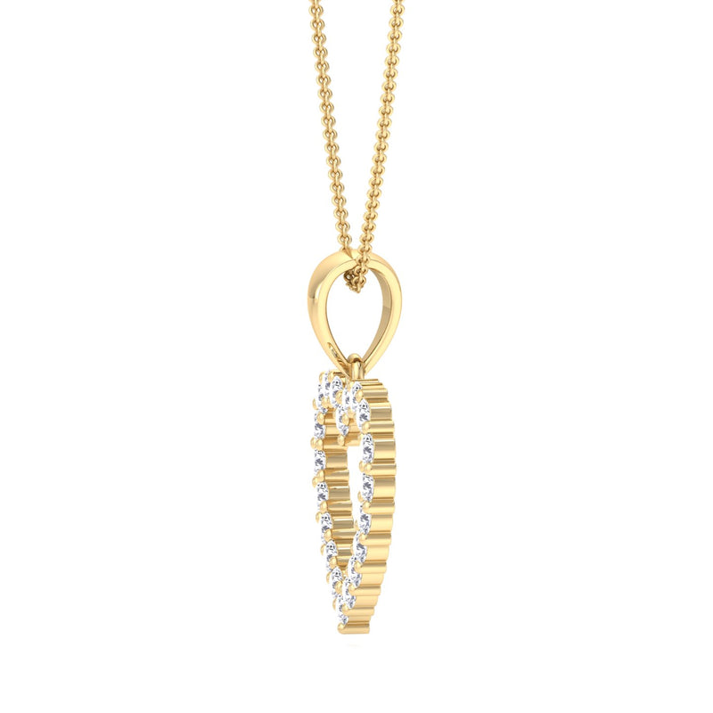 Yellow Gold Heart Drop Pendant with Diamond