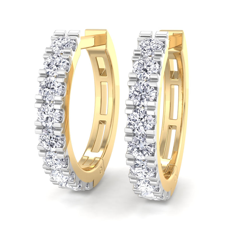 Yellow Gold Small Hinged Hoop Earrings with Diamond