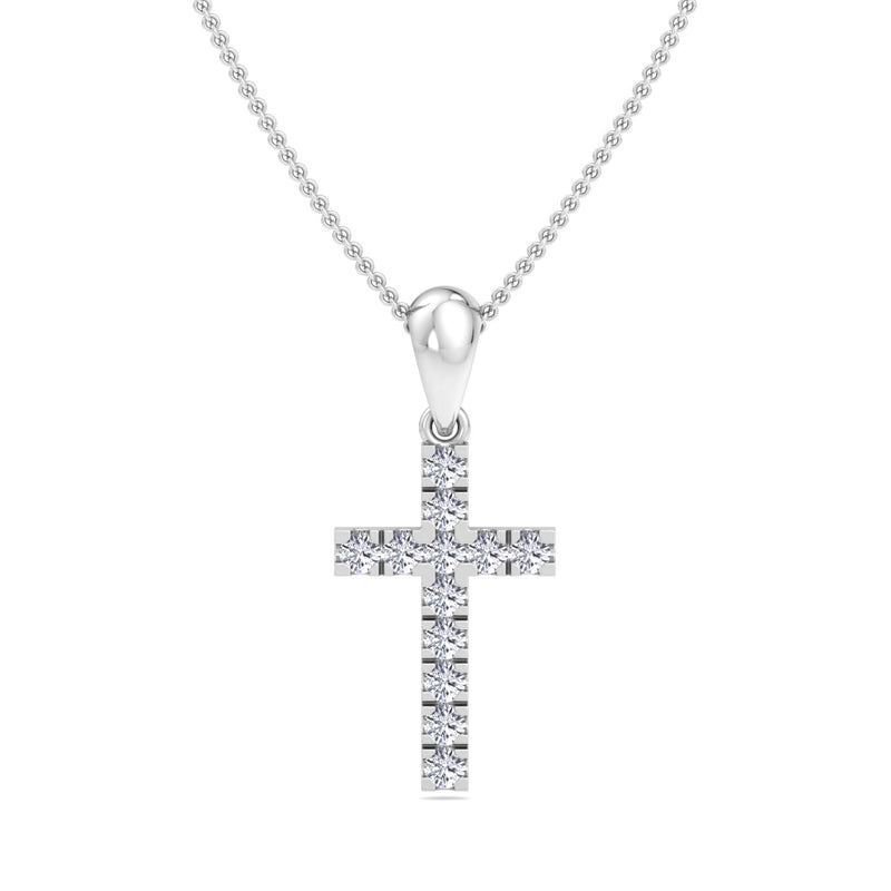 White Gold Cross Pendant with Diamond