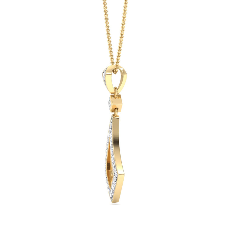 Yellow Gold Fancy Drop Pendant with Diamond