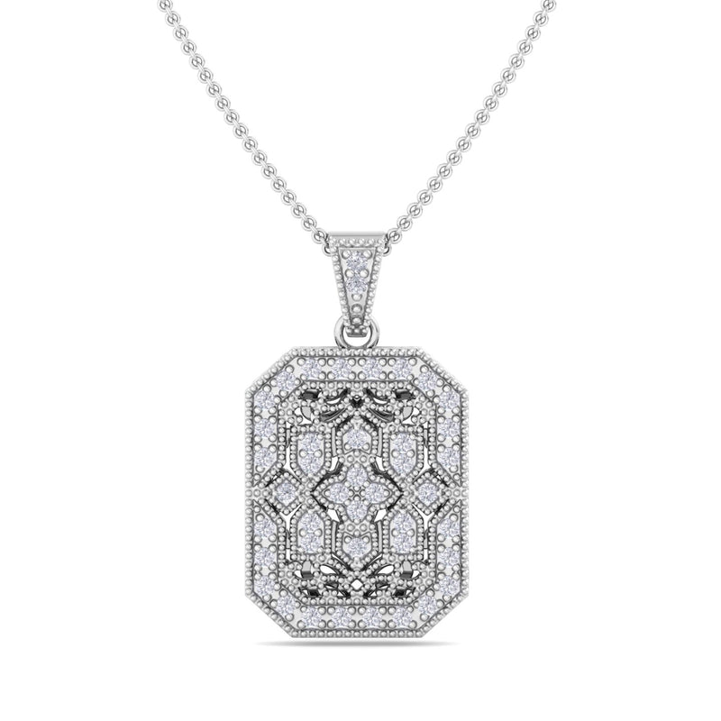 White Gold Art Deco Inspired Diamond Pendant
