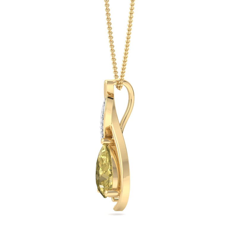 Yellow Gold Drop Pendant with Yellow Sapphire and Diamond