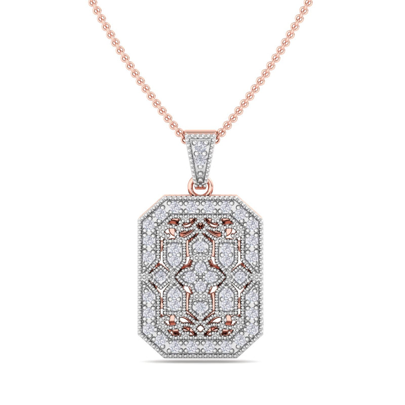 Pink Gold Art Deco Inspired Diamond Pendant