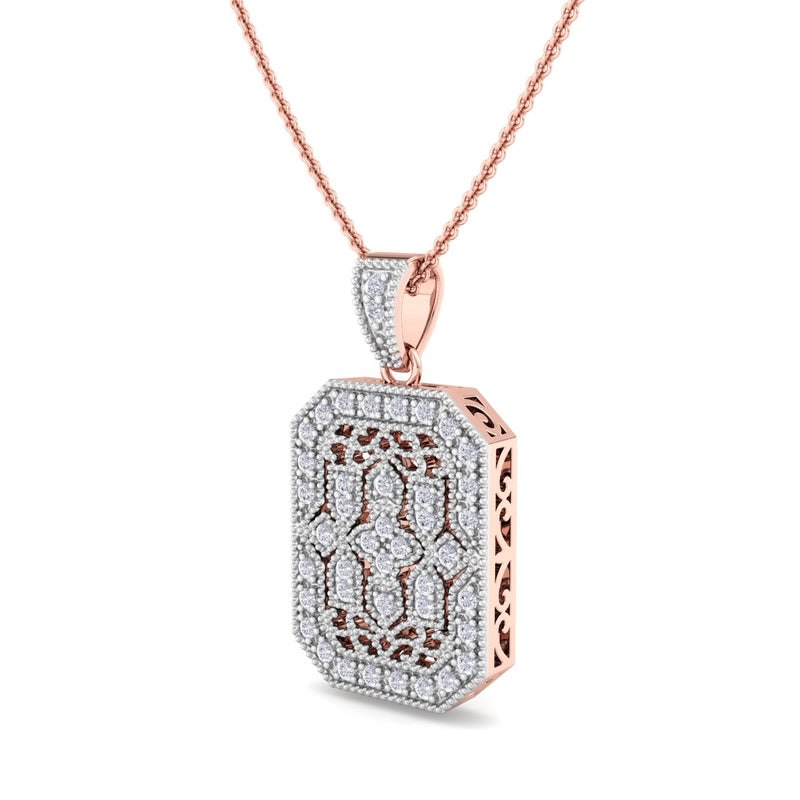 Pink Gold Art Deco Inspired Diamond Pendant