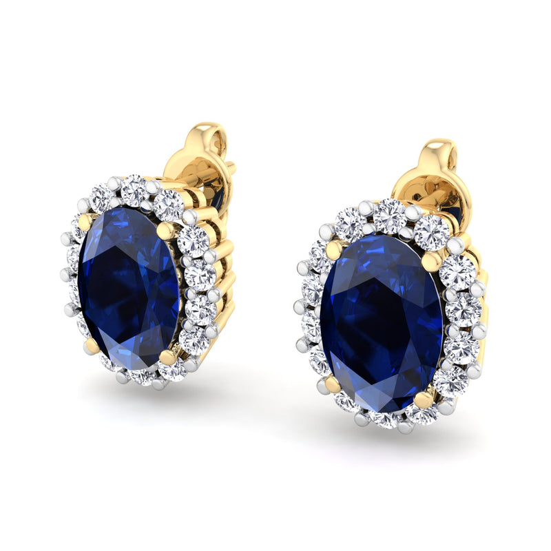 Yellow Gold Cluster Style Stud earrings with Australian Sapphire and Diamond