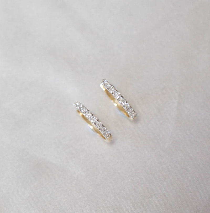 Yellow Gold Medium Hinged Hoop Earrings with Diamond